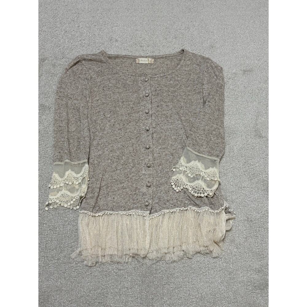 Altar'd State Women's Small Boho Long Sleeve Lace Whimsy Fairy Top Cottage - Picture 1 of 4